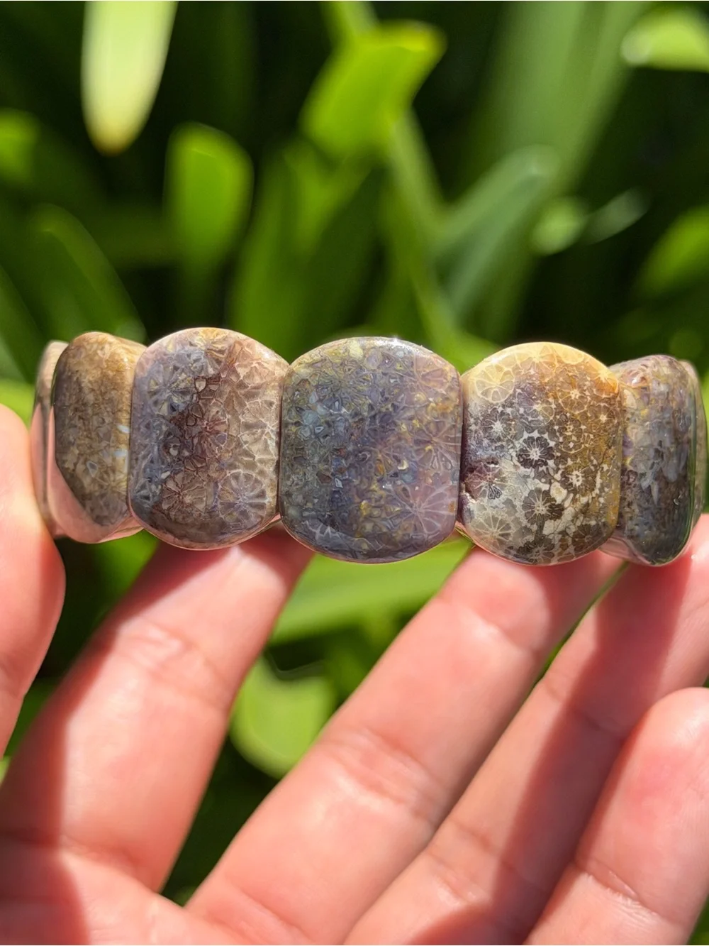 Handmade Fossil Coral Stretch Bracelet in Earth Tones Palo